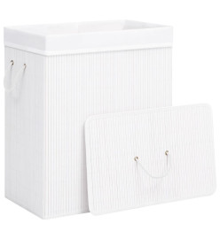 Panier à linge avec une seule section bambou blanc 83 L