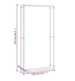 Portant de bois de chauffage Noir mat 110x28x214 cm Acier