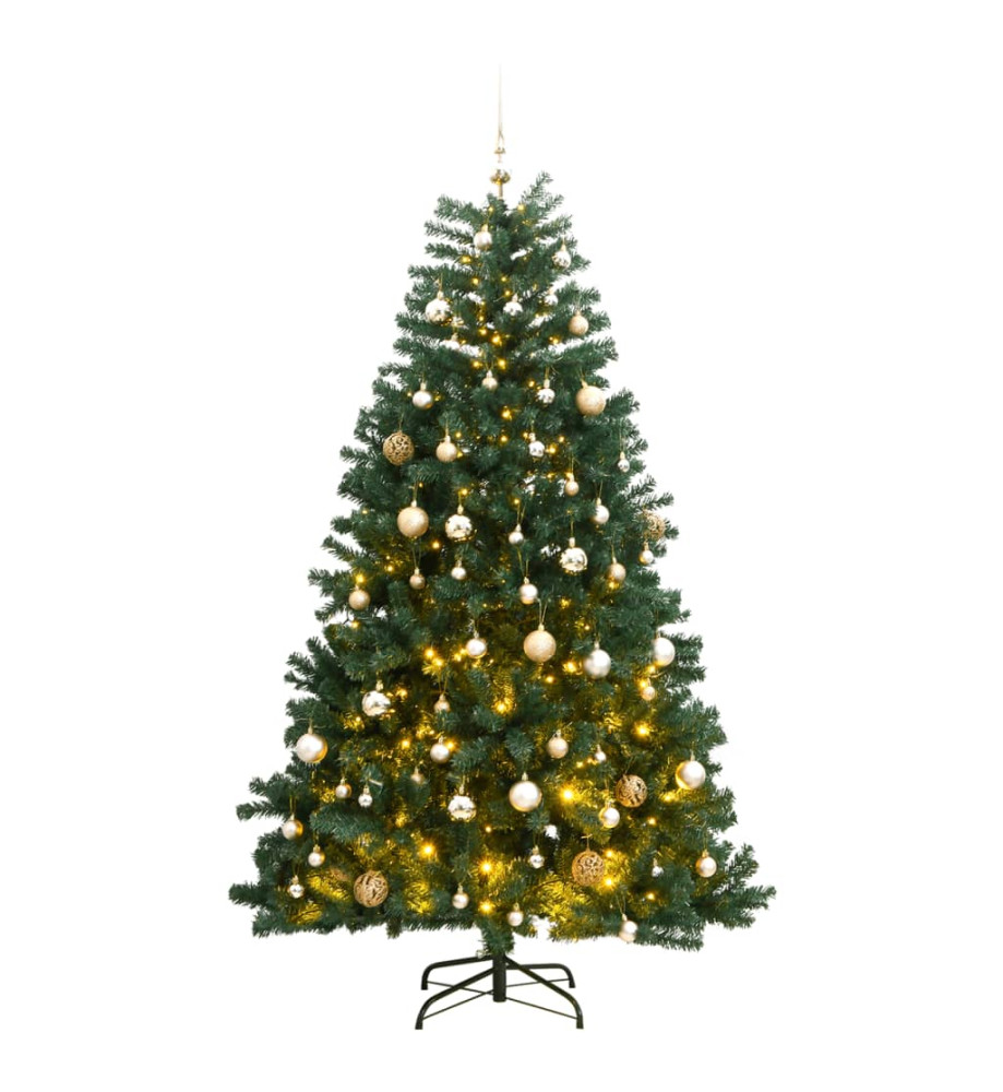 Sapin de Noël artificiel articulé 300 LED et boules 270 cm