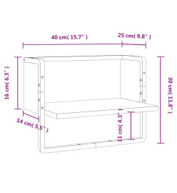 Étagère murale avec barre chêne fumé 40x25x30 cm