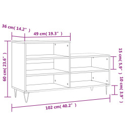 Armoire à chaussures Gris béton 102x36x60 cm Bois d'ingénierie