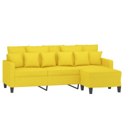 Canapé à 3 places avec repose-pieds Jaune clair 180 cm Tissu