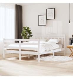 Cadre de lit Blanc Bois massif 140x190 cm
