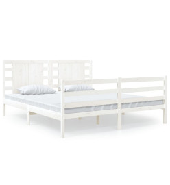 Cadre de lit Blanc Bois massif 140x190 cm