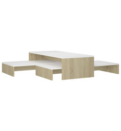 Ensemble tables basses gigognes Blanc et chêne 100x100x26,5 cm