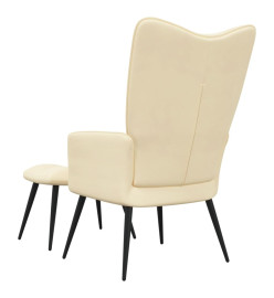 Chaise de relaxation avec repose-pied Blanc crème Velours