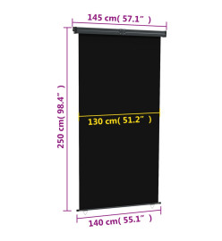 Auvent latéral de balcon 140x250 cm Noir